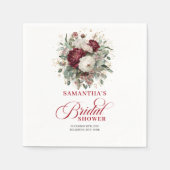 Elegante burgunderrote Blumen-Hochzeitsdusche-Serv Serviette (Vorderseite)