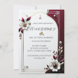 Elegante burgunderrote Blumenhochzeits-Einladung Einladung