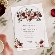 Elegante burgunderrote blumige Hochzeit