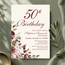 Elegante burgunderrote Creme-Blumen zum 50. Geburt