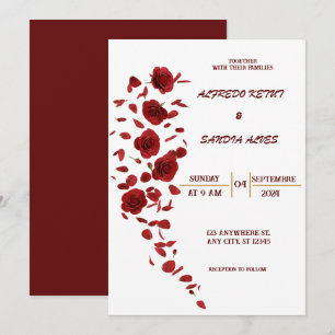 elegante burgunderrote crimson Blumen Hochzeits Ei Einladung