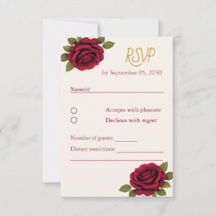 Elegante burgunderrote Flora RSVP Karte