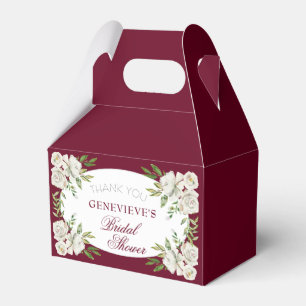 Elegante burgunderrote florale goldene Hochzeitsdu Geschenkschachtel