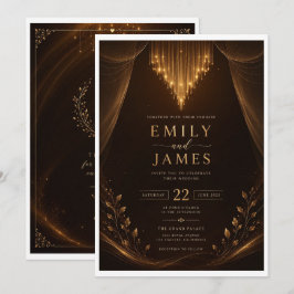 Elegante burgunderrote goldene Hochzeitseinladung  Einladung