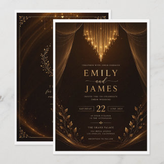 Elegante burgunderrote goldene Hochzeitseinladung Einladung
