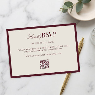 Elegante burgunderrote Hochzeit im Stil des alten RSVP Karte