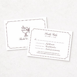 Elegante burgunderrote Hochzeits-RSVP-Karte mit Do RSVP Karte