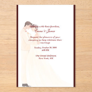 Elegante burgunderrote Hochzeitseinladung  Acryleinladungen