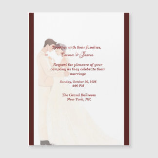 Elegante burgunderrote Hochzeitseinladung Magnetkarte