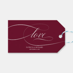 Elegante burgunderrote Hochzeitsgeschenkanhänger Geschenkanhänger