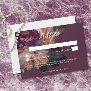 Elegante burgunderrote klassische moody florale Ho RSVP Karte