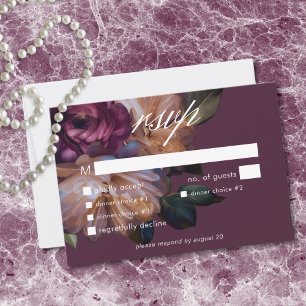 Elegante burgunderrote klassische moody florale Ho RSVP Karte