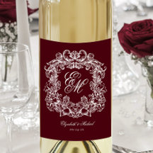 Elegante burgunderrote Monogramm-Wappen Hochzeit i