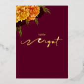 Elegante burgunderrote Tischnummer "MARIGOLD" (Vorderseite)