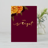 Elegante burgunderrote Tischnummer "MARIGOLD" (Stehend vorne)