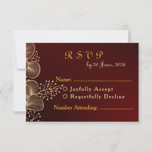 Elegante burgunderrote und goldene vergoldete Hoch RSVP Karte