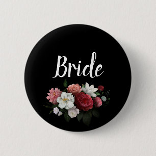 Elegante burgunderrote und rosa Blumen Braut Button