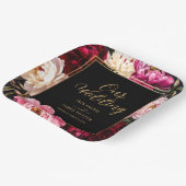 Elegante burgunderrote und rosafarbene Pfingstrose Pappteller (Gewinkelt)