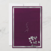 Elegante burgundische Eukalyptus-Blatthochzeit Einladung (Rückseite)