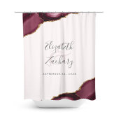 Elegante Burgundy Agate Blush Gold Wedding Duschvorhang