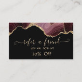 Elegante Burgundy-Agate-Referenzkarte Empfehlungskarte (Vorderseite)