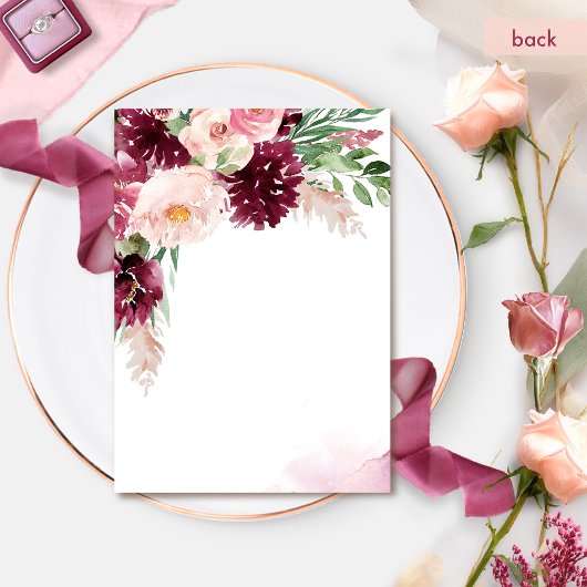 Elegante Burgundy Berry Blush Pink Blues Hochzeit Einladung