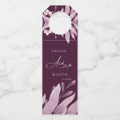 Elegante Burgundy Big leaf Wedding Flaschenanhänger (Vorderseite)