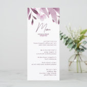 Elegante Burgundy Big Leaf Wedding Menu Cards Menükarte (Stehend Vorderseite)