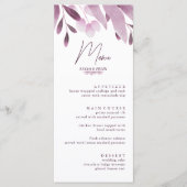 Elegante Burgundy Big Leaf Wedding Menu Cards Menükarte (Vorderseite)