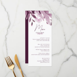 Elegante Burgundy Big Leaf Wedding Menu Cards Menükarte