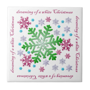 Elegante Burgundy Blue Green & Silver Snowflakes Fliese