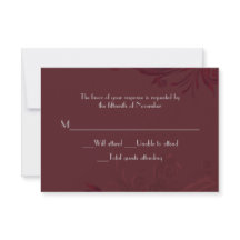 Elegante Burgundy Blüh Wedding Response Card