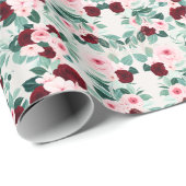 Elegante Burgundy-Blume Geschenkpapier (Rolleneckpunkt)