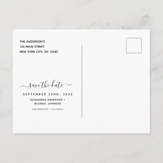 Elegante Burgundy Blume Save the Date floral Ankündigungspostkarte (Rückseite)