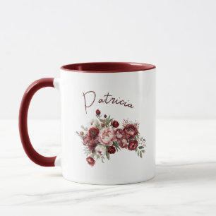 Elegante Burgundy-Blume Tasse