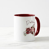 Elegante Burgundy-Blume Tasse (VorderseiteRechts)