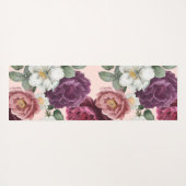 Elegante Burgundy Blume Trendy Monogram Yoga Mat Yogamatte (Rückseite (Horizontal))