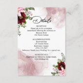 Elegante Burgundy Blume Wedding Begleitkarte (Vorderseite)