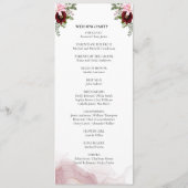 Elegante Burgundy Blume Wedding Programm (Rückseite)
