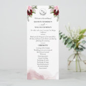 Elegante Burgundy Blume Wedding Programm (Stehend Vorderseite)