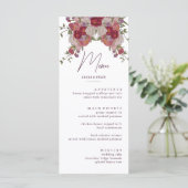 Elegante Burgundy Blumenkarten Menükarte (Stehend Vorderseite)