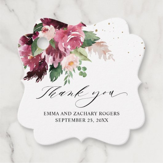 Elegante Burgundy Blush and Pink Wedding Vielen Da Geschenkanhänger (Vorderseite)