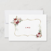 Elegante Burgundy Blush Blume Gold Hochzeit im Her Save The Date (Rückseite)