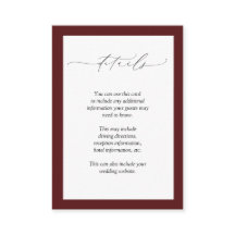 Elegante Burgundy Blush Blumenzettel Details zur H