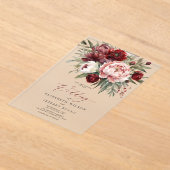Elegante Burgundy Blush Botanical Floral Wedding Acryleinladungen (Ablage )