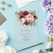 Elegante Burgundy Blush Botanical Floral Wedding Acryleinladungen (In Situ (Hochzeit))