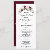 Elegante Burgundy Blush Elfenbeinblütenhochzeit Menükarte (Vorne/Hinten)