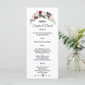 Elegante Burgundy Blush Elfenbeinblütenhochzeit Menükarte (Stehend Vorderseite)