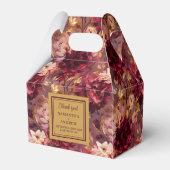 Elegante Burgundy Blush Gold Boho Gastgeschenk Hoc Geschenkschachtel (Rückseite)