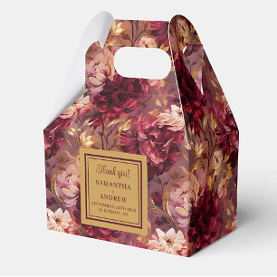 Elegante Burgundy Blush Gold Wedding Danke Box Geschenkschachtel